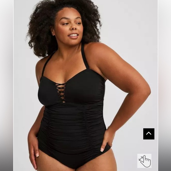 Torrid deep black Wireless Lattice One-Piece Swimsuit size 5X - Picture 1 of 8